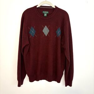 Vintage David Taylor Collection Argyle Sweater in Maroon Men’s Size L Crew Neck